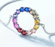 925 Silver Rainbow Crystal Colorful Bracelet
