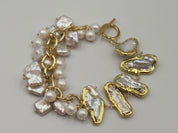 Natural Biwa Keshi Pearl Gold Bracelet