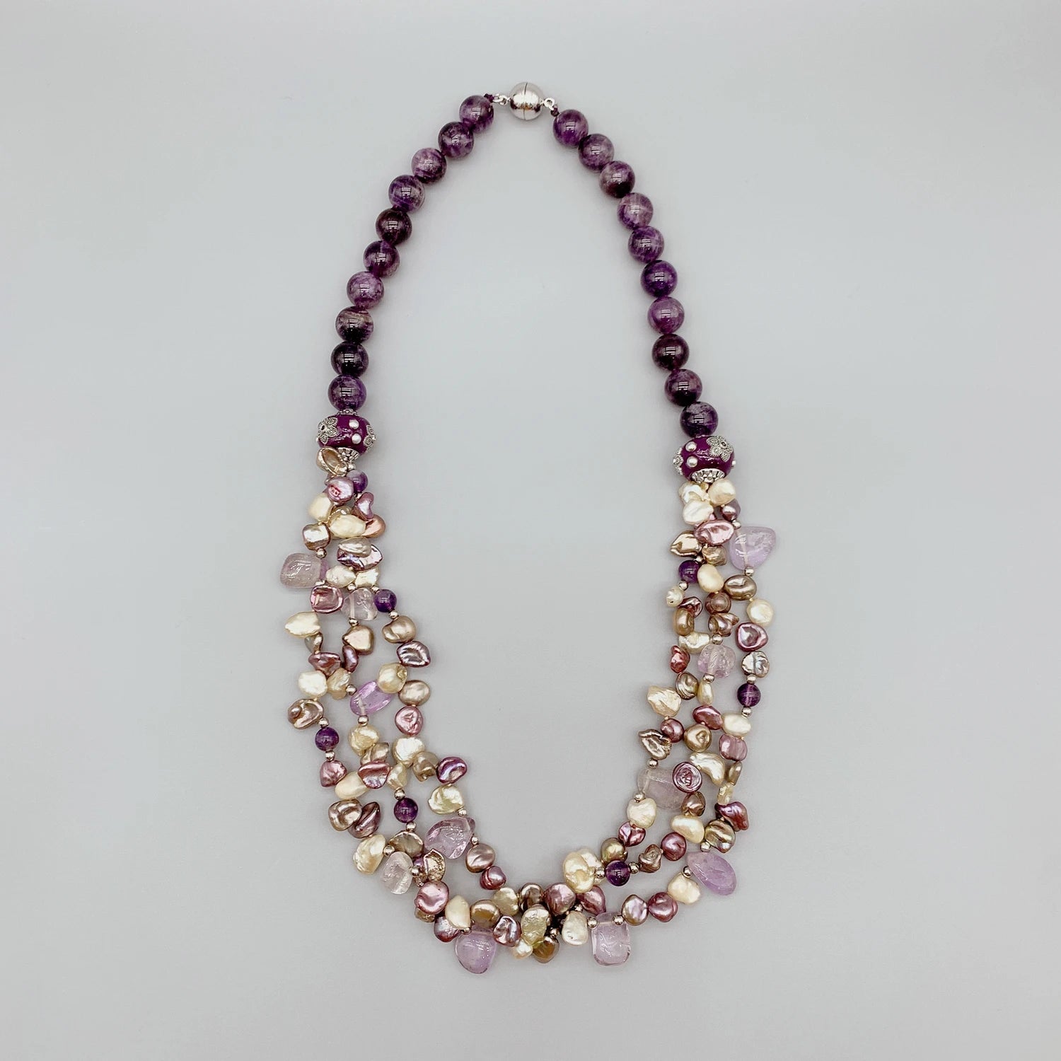 Keshi Pearl & Amethyst Layered Necklace