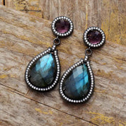 Labradorite Teardrop Dangle Earrings