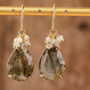 Natural Gemstone Chandelier Hook Earrings