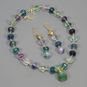 Multi-Color Fluorite Pendant & Earrings Set