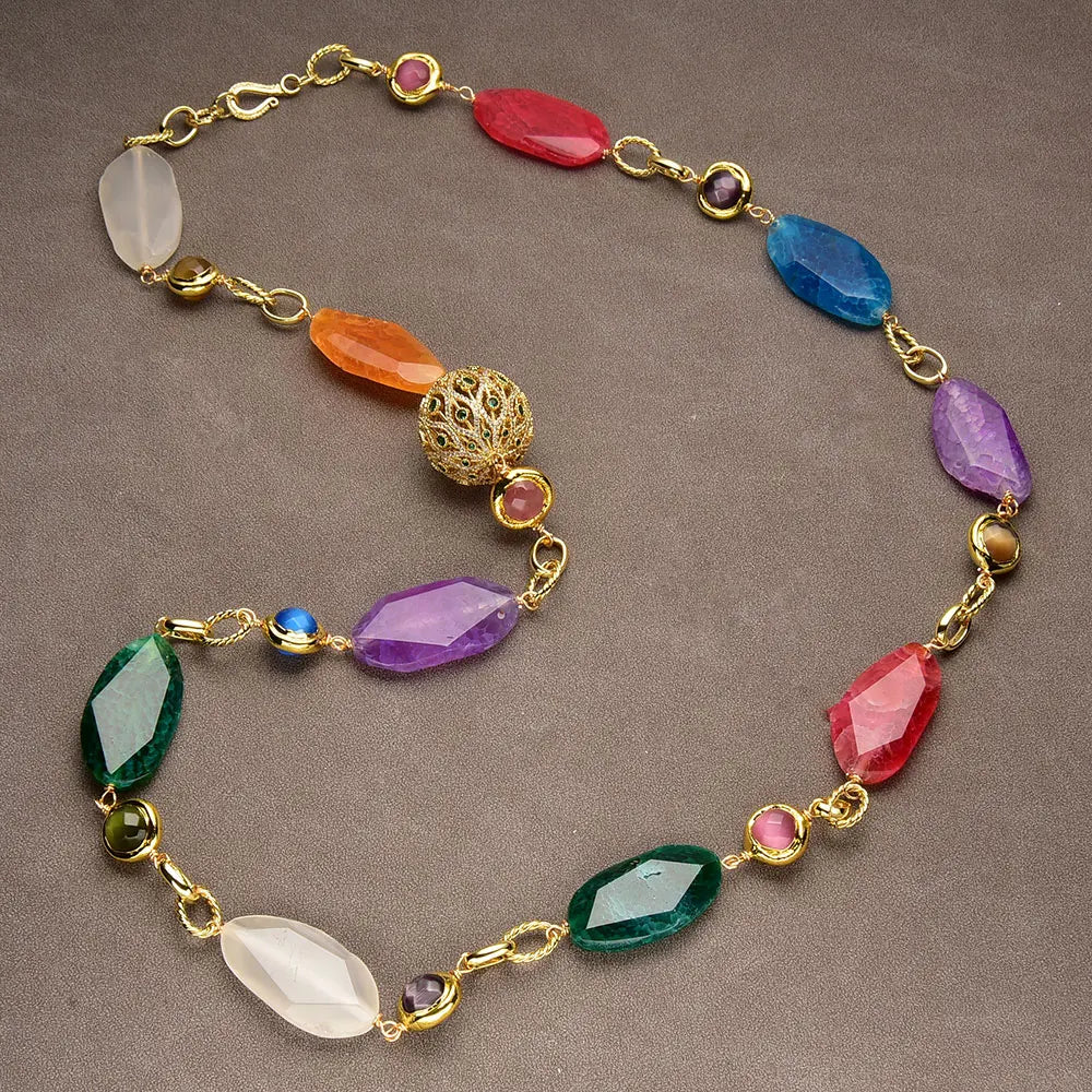Multi-Color Gold Bead Necklace