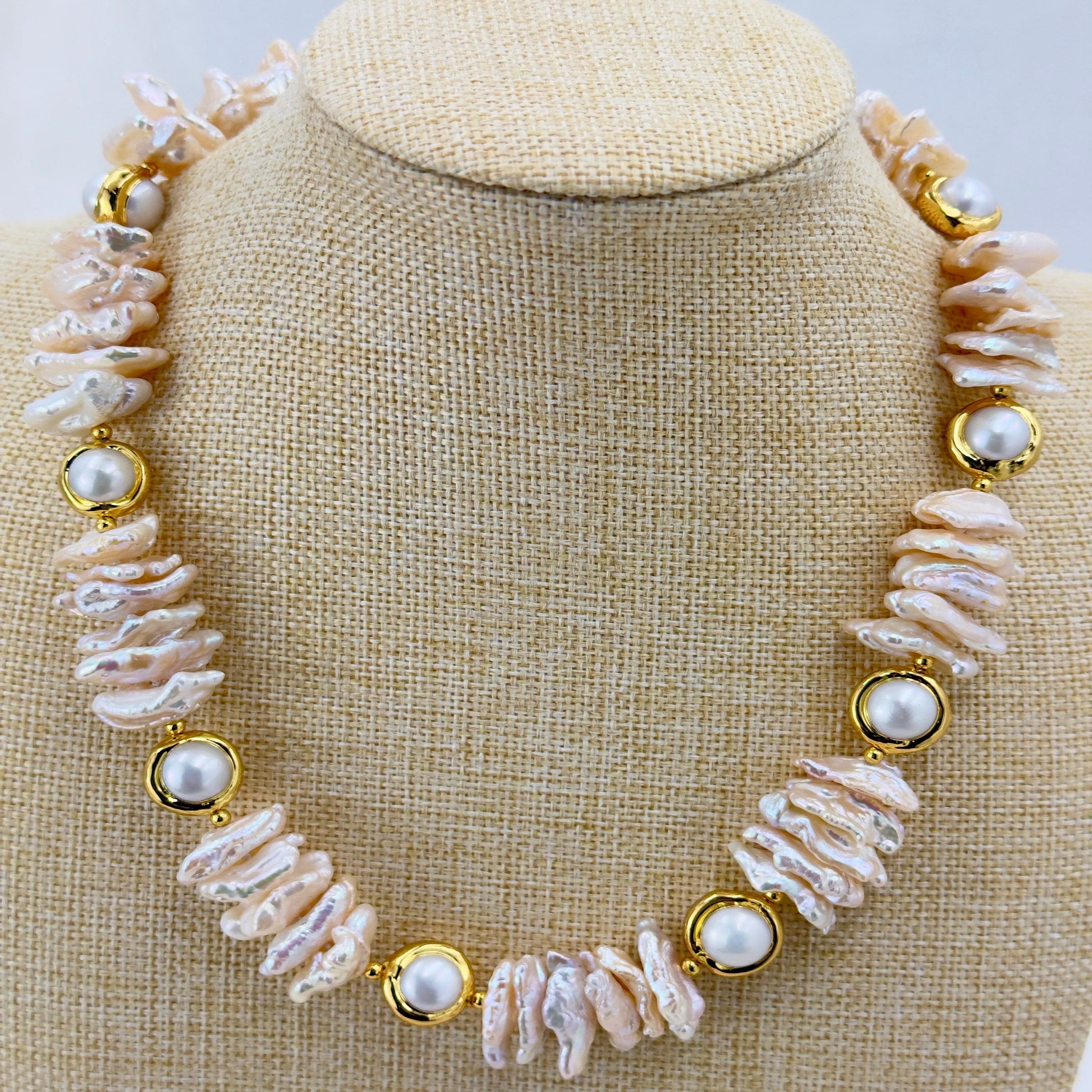 Natural Biwa 16-22mm pearls choker set