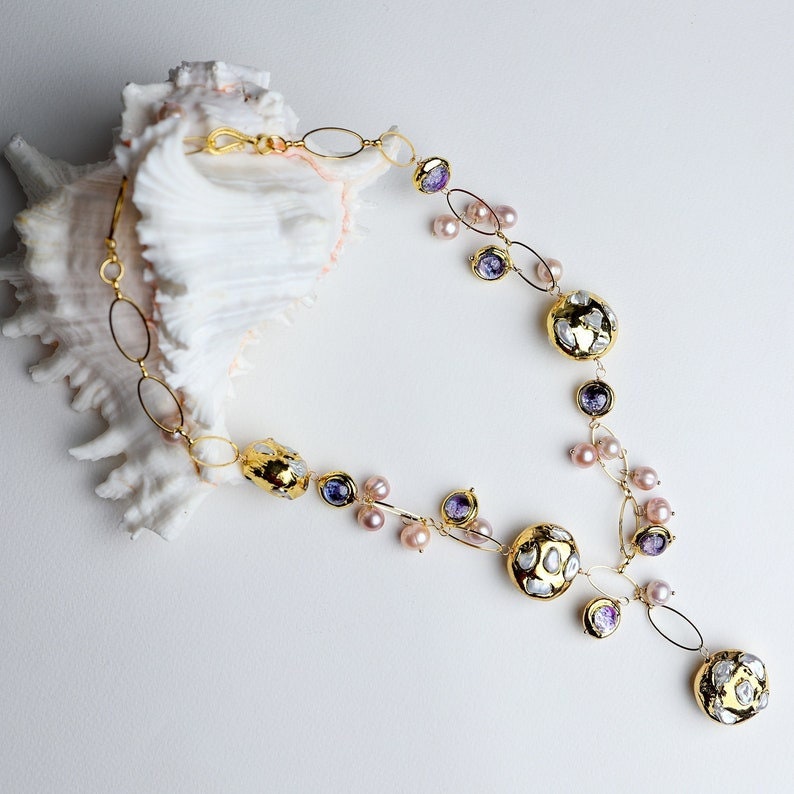 Natural Pearl glass beads necklace