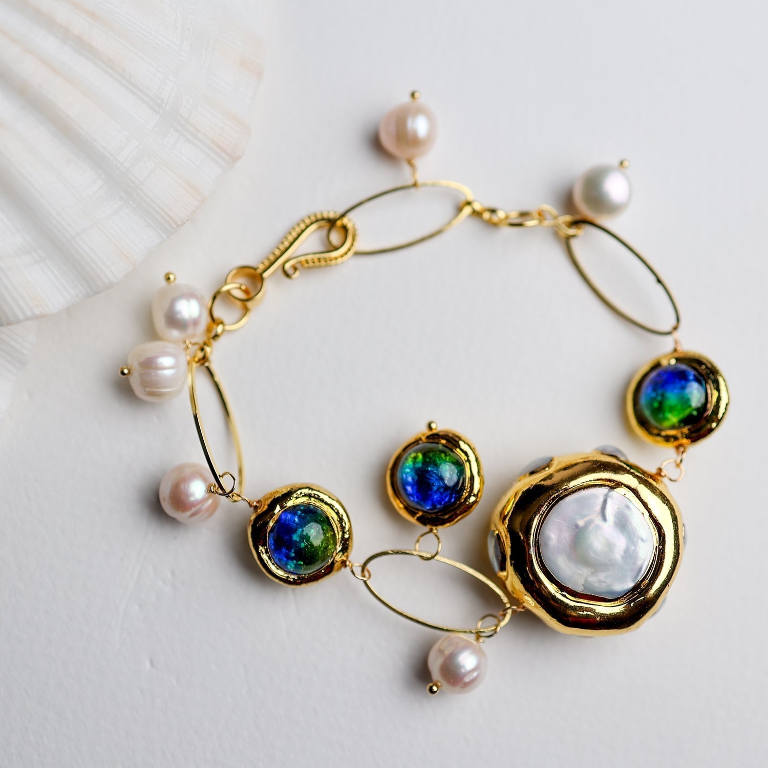 Natural Freshwater Pearl murano glass Necklace