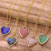 Natural gemstone Heart Shaped Pendant Necklace
