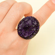 Purple Amethyst Druzy Gemstone Rings