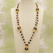 Purple Murano Glass Garnet Rosary Necklace