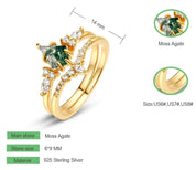 925 Silver Natural Moss Agate Rings