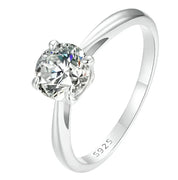 1.0CT Round Moissanite 18K Gold Plated Silver Ring