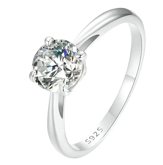1.0CT Round Moissanite 18K Gold Plated Silver Ring