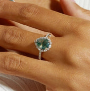 925 Silver 8*10mm Natural Moss Agate Rings
