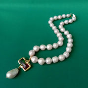 12mm White Nuclear Pearl Necklace White Baroque Pearl