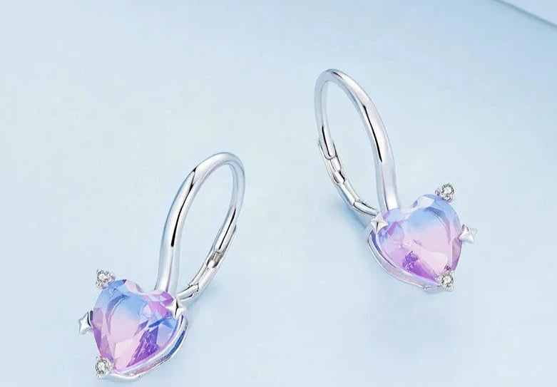 925 Sterling Silver Heart Hoop Earrings