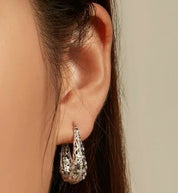925 Sterling Silver Vine Hollow Earrings