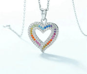 925 Silver Rainbow Colorful Zicron  Necklace
