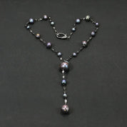Black Keshi Pearl Gunmetal Necklace