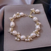 Natural Baroque Pearl Gold Charm Bracelet