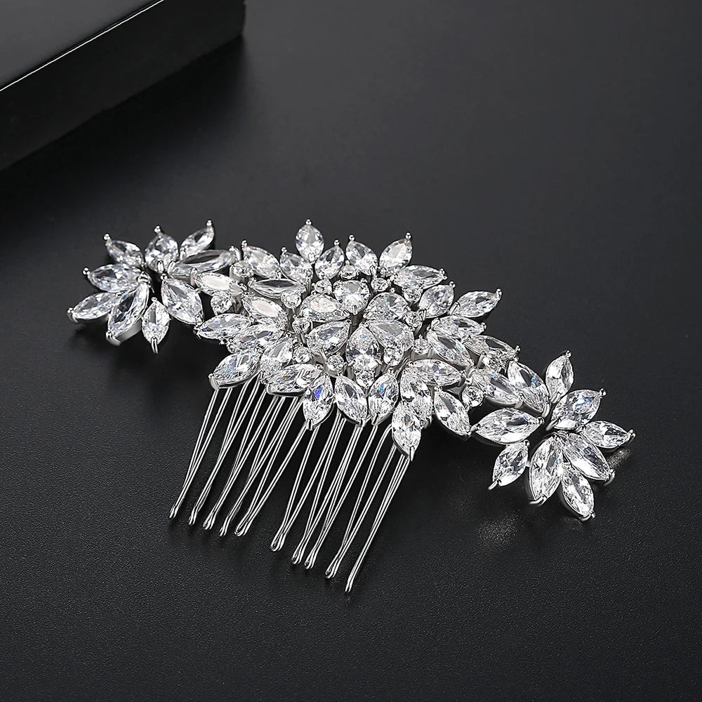 CZ Floral Hair Comb