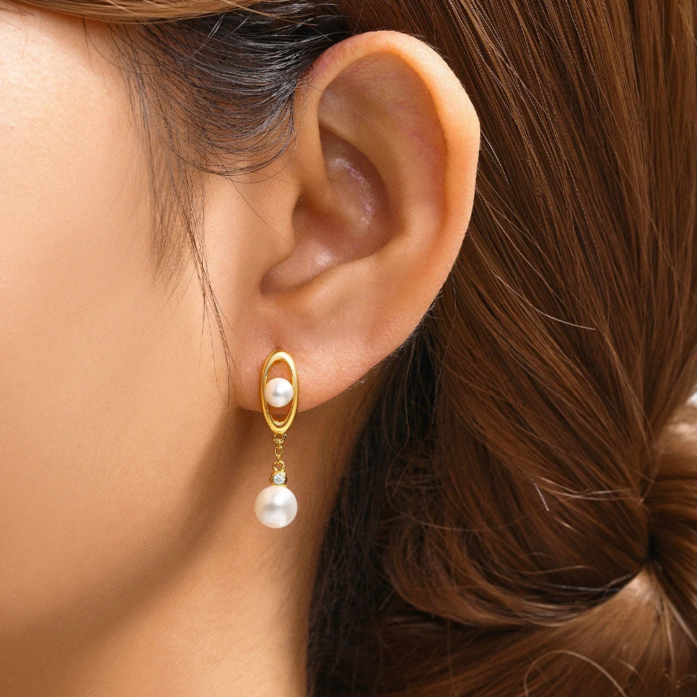 925 Silver Pearl Tassel Drop Earrings