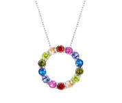 925 Silver Malticolour Gemstone Pendant Necklace