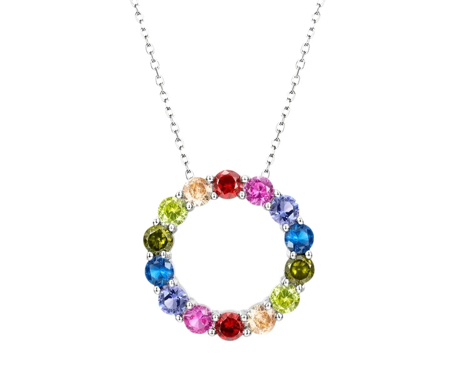 925 Silver Malticolour Gemstone Pendant Necklace