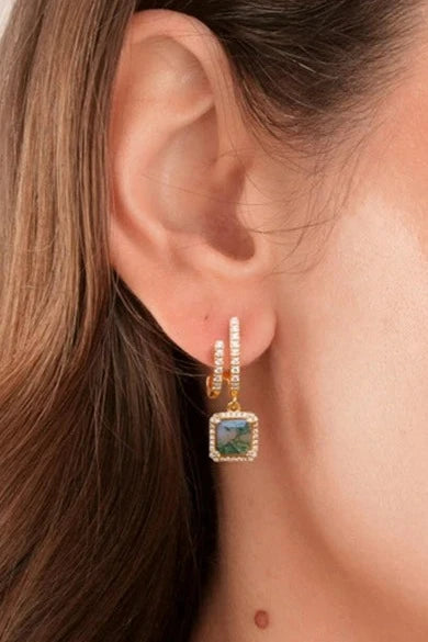 925 Silver Moss Agate Earrings