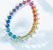925 Silver Rainbow Colorful Zicron Earrings