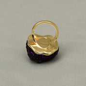 Natural Amethyst Druzy Gemstone Rings