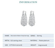 925 Sterling Silver Vine Hollow Earrings