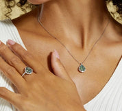 925 Silver 8*10mm Natural Moss Agate Rings