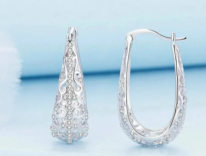 925 Sterling Silver Vine Hollow Earrings