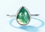 925 Silver Moss Agate Adjustable Ring