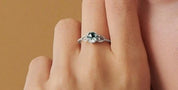 925 Silver 6*6mm Natural Moss Agate Rings