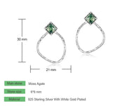 925 Silver Moss Agate Earrings