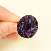 Natural Amethyst Druzy Gemstone Rings