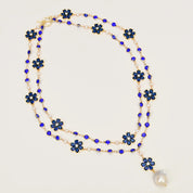 Natural  Baroque Pearl Pendant Crystel Flower Necklace