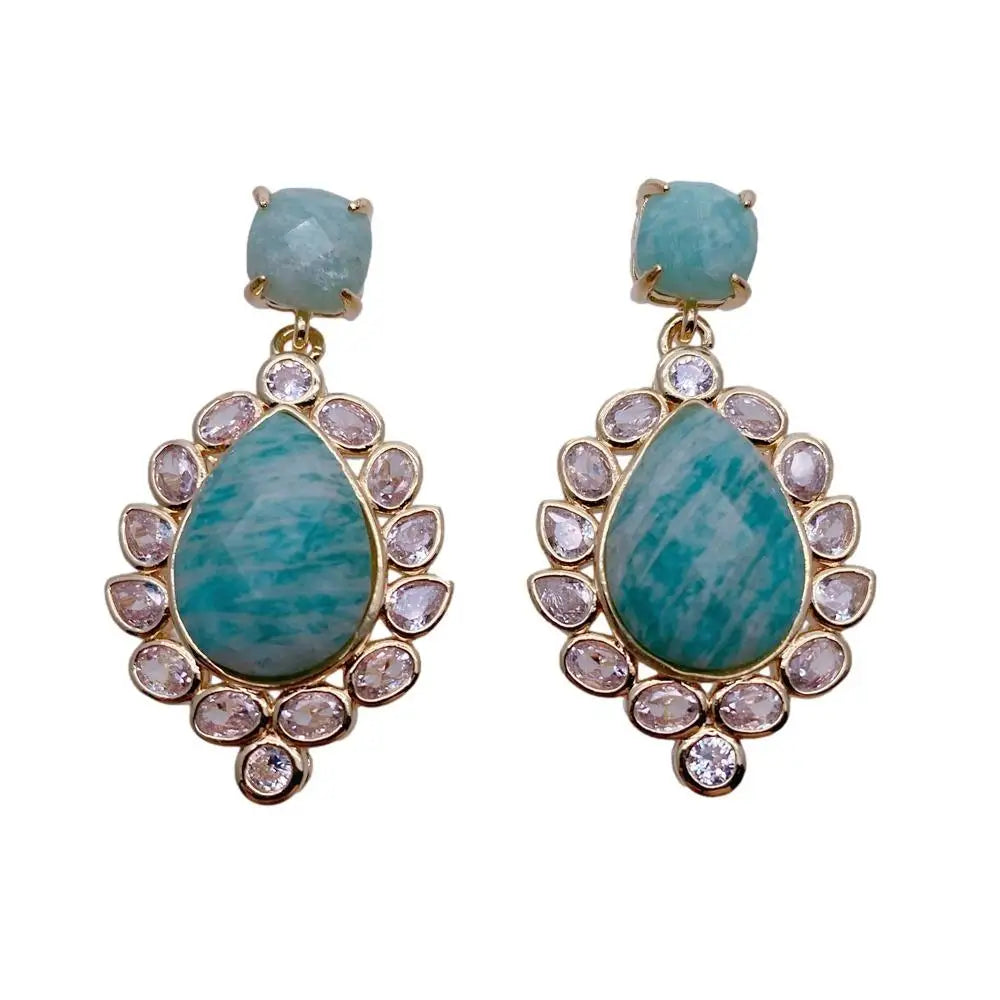 Natural Gemstone Teardrop Dangle Earrings