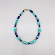 Natural Gemstone Turquoise & Lapis  Choker Necklace