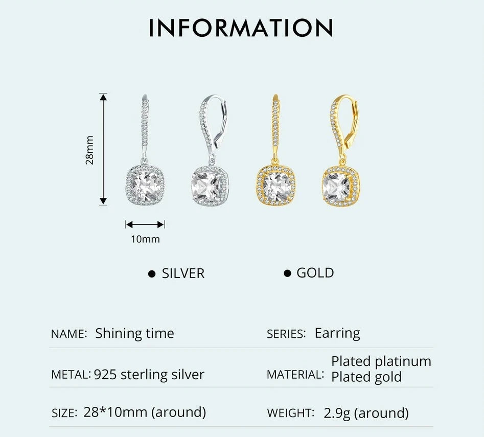 925 Sterling Silver Drop Earrings