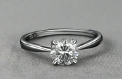 1.0CT Round Moissanite 18K Gold Plated Silver Ring