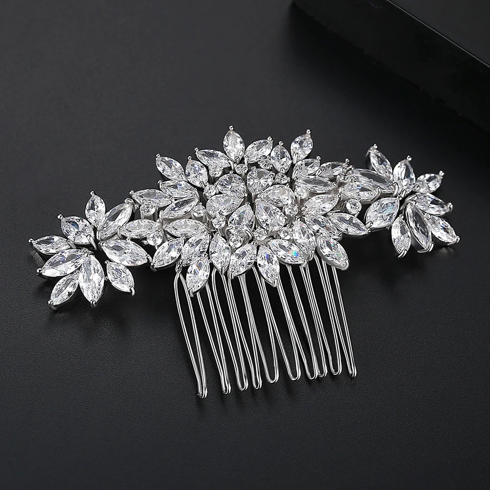 CZ Floral Hair Comb