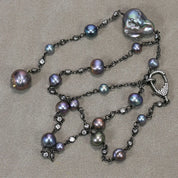 Black Keshi Pearl Gunmetal Necklace