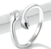 925 Sterling Silver Hug Hand Ring