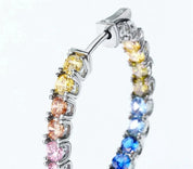 925 Silver Rainbow Colorful Zicron Earrings