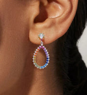 925 Silver Rainbow Colorful Zicron Earrings
