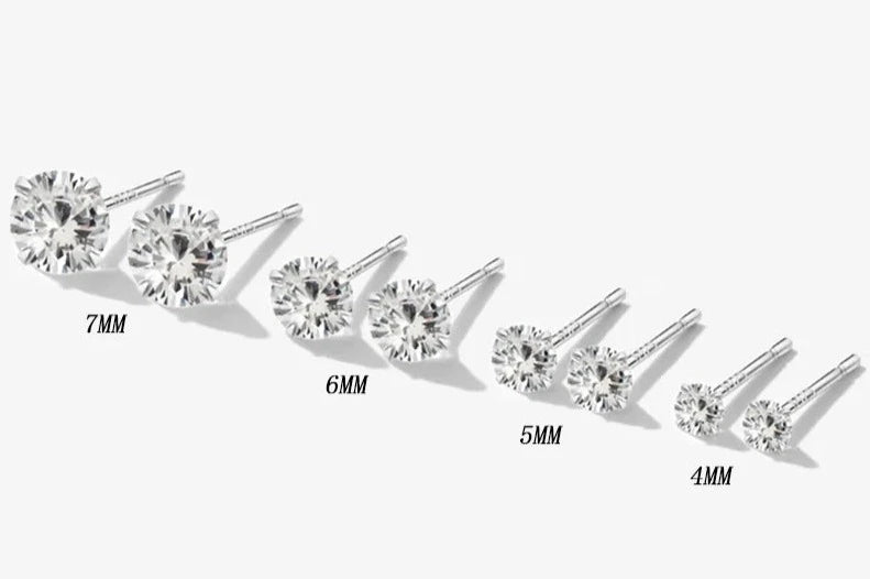 925 Sterling Silver Round CZ Earrings