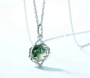 925 Silver 8*8mm Natural Moss Agate Pendant Necklace
