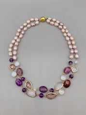 Natural Pearl Amethyst Gemstone Necklace
